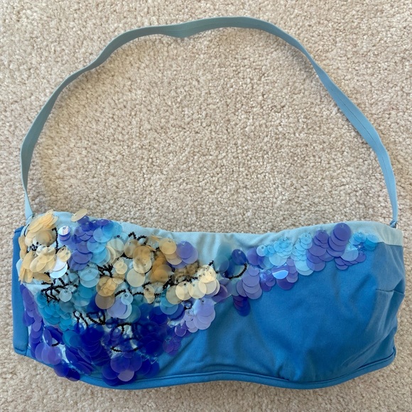 La Perla Other - La Perla Blue Sequin Bandeau Bikini Top with Multicolor Embellishment